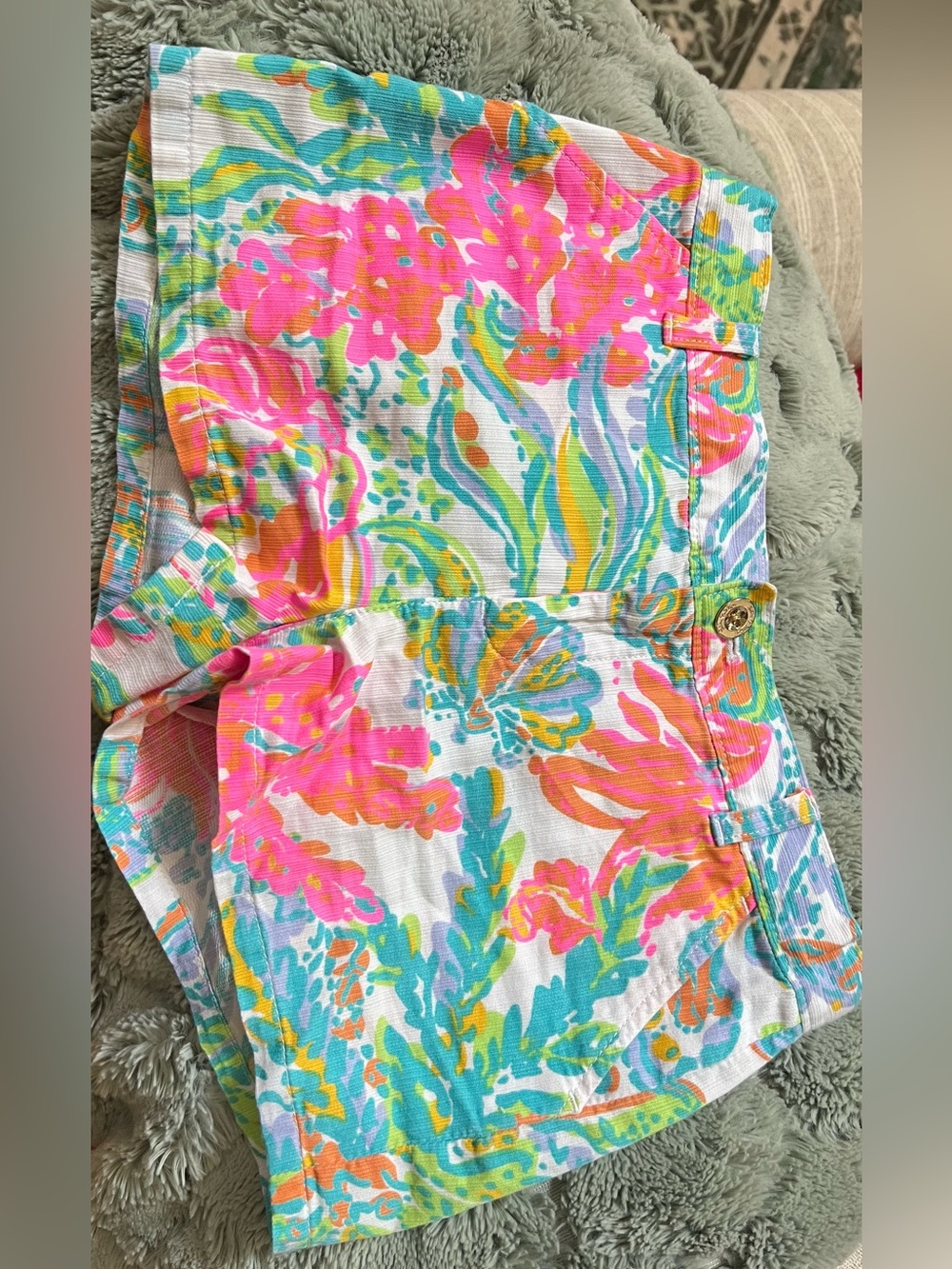 Vibrant Floral Print Shorts in Neon Pink & Aqua